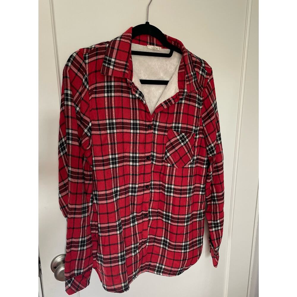 Plaid long sleeve linedShirt or Shacket by Luna Size L